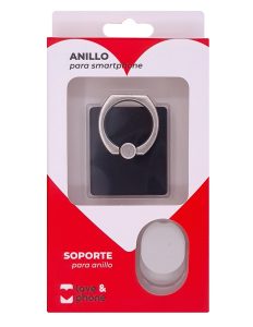 LOVE&PHONE Soporte Anillo con gancho para movil Negro