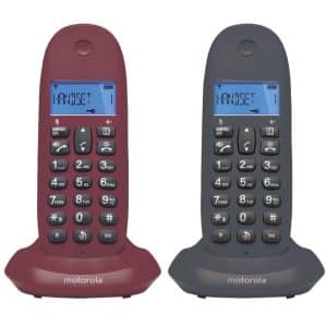 MOTOROLA C1002 LB+ Telefono fijo inalambrico DECT Duo Gris+Granate