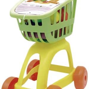 Carrito supermercado con alimentos amarillo