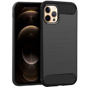 IPHONE 12 Pro Max Funda TPU fibra carbon negro