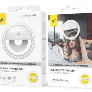 ONE PLUS NR9142 Mini anillo de luz Selfie con clip universal Blanco