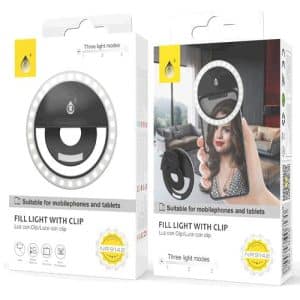 ONE PLUS NR9142 Mini anillo de luz Selfie con clip universal Negro