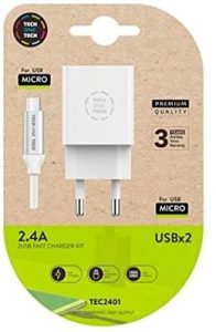 TECHONETECH Tec2401 Cargador microusb completo Blanco