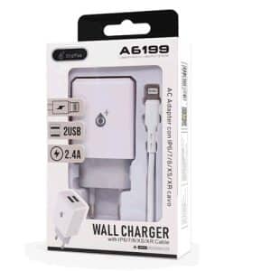 ONE PLUS A6199 Adaptador 2xUSB 2.4A + cable Lightning blanco 2002141