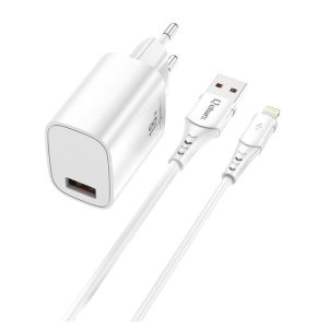 QCHARX Artemisia Pack cargador USB 18W QC 3A+cable lightning blanco QCHART1