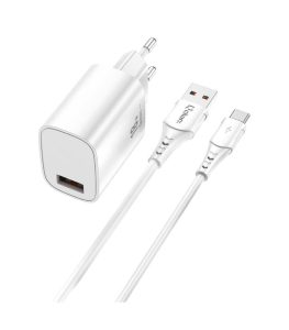 QCHARX Artemisia Pack cargador USB 18W QC 3A+cable tipo C blanco QCHART2