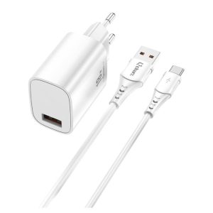 QCHARX Artemisia Pack cargador USB 18W QC 3A+cable tipo C blanco QCHART2
