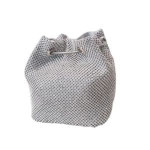 Bolso Fiesta Bombonera Malla Cristales Plateado