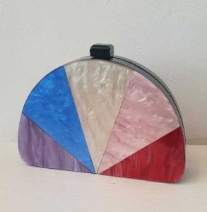 Bolso de Fiesta Medialuna Triángulos Azulón