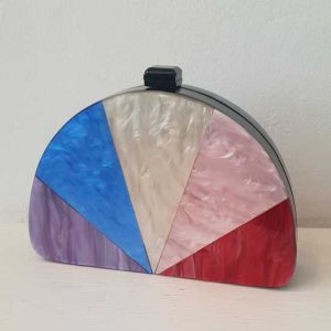 Bolso de Fiesta Medialuna Triángulos Azulón