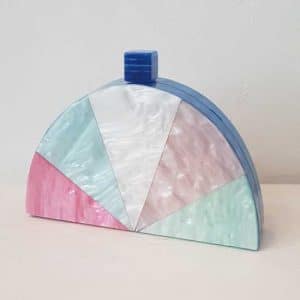 Bolso de Fiesta Medialuna Triángulos Azul