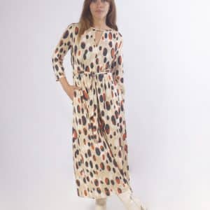 Vestido Midi cuello pico 40 Teja