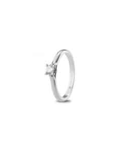 SORTIJA ORO BLANCO Y DIAMANTE TALLA BRILLANTE 0.20ct. TALLA 14
