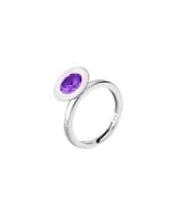 Anillo Redondo de Lotus Silver color amatista