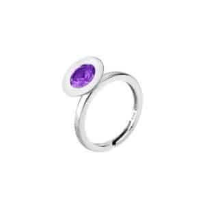 Anillo Redondo de Lotus Silver color amatista