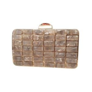 Bolso de Fiesta Metal Cuadrados Metacrilato Gris