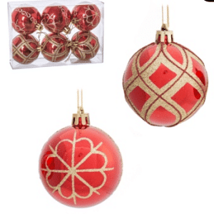 SET 6 UDS BOLA NAVIDAD ROJA 6 CM