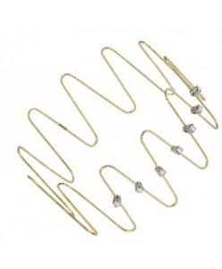 MagicWire Pulsera Bali de Oro Amarillo con 7 Zafiros Incoloros