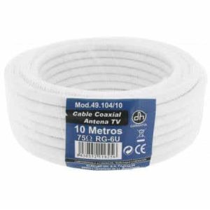 rollo 10M coaxial para antena TV blanco