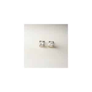 PENDIENTES DE ORO 4 GARRAS CON CIRCONITA. 3mm. CIERRE DE ROSCA