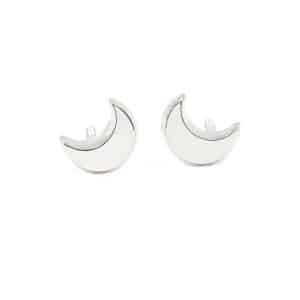 Pendientes de Oro Blanco Media Luna