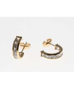 Pendientes de Oro y Circonitas 1/2 Aro Medidas 12,5x3,5mm
