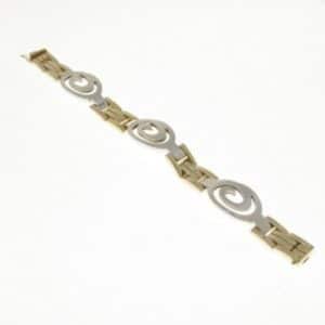 PULSERA BRAZALETE DE ORO BICOLOR DISEÑO ITALIANO