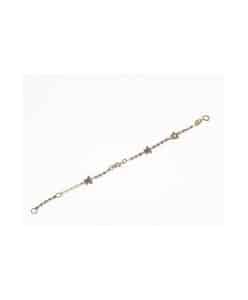 Pulsera de Oro Bicolor con flores y mariposas Largo: 14cms