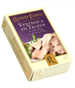 Trozos de ventresca de Atún Claro en aceite de oliva