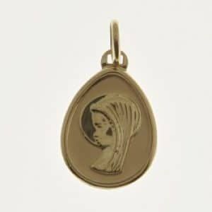 18K Medalla de Oro forma de gota Virgen Niña | 170014
