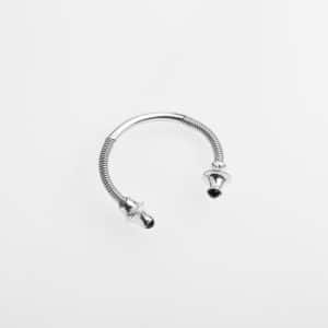 PULSERA TORQUES DE PLATA CON AZABACHE Y FILIGRANA