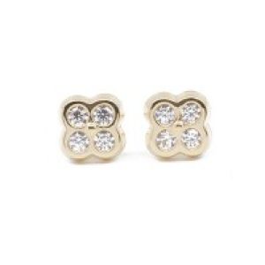 PENDIENTES DE ORO CUATRÉBOL CON CIRCONITAS 5,5mm