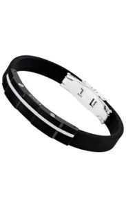 PULSERA LOTUS STYLE DE ACERO PAVONADO Y CAUCHO. LS1316-2/2