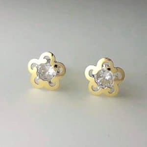PENDIENTES DE ORO FLOR Y CIRCONITA EN EL CENTRO