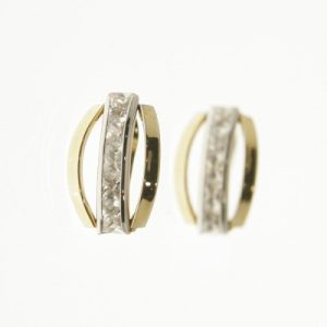 Pendientes de Oro Bicolor con Circonitas | Cierre Catalán