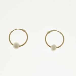 Pendientes Aros de Oro Pequeños con Perla Cultivada