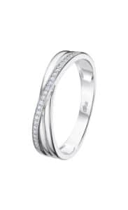 Anillo Media Alianza en Carril Cruzado de Plata y Circonitas LP3447. Talla 12