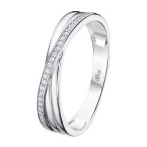 Anillo Media Alianza en Carril Cruzado de Plata y Circonitas LP3447. Talla 12