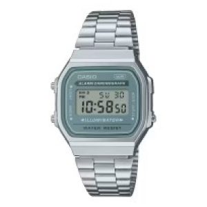 Reloj Casio Digital Vintage Plateado esfera azul | A168WA