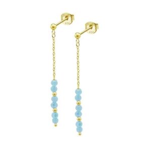 Pendientes de Plata bañada en oro con piedras celestes