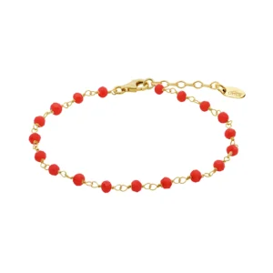 Pulsera de Plata Bañada en oro con piedras naranjas