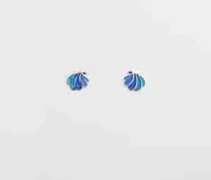 Pendientes concha de Santiago e plata y esmalte azul