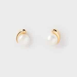 Pendientes de perla y plata bañada en oro