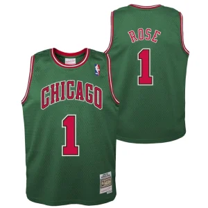 Camiseta Derrick Rose Chicago Bulls Mitchell & Ness – Green week Swingman Junior