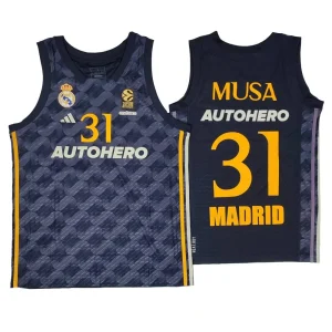 Camiseta Dzanan Musa Real Madrid Baloncesto Junior – Adidas Segunda Equipacion 2023-24 – Euroliga *