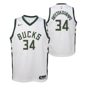 Camiseta Giannis Antetokounmpo Milwaukee Bucks Nike Swingman Blanca Junior