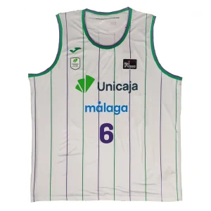 Camiseta Kameron Taylor Unicaja Malaga blanca segunda equipación Liga Endesa 2025 Joma