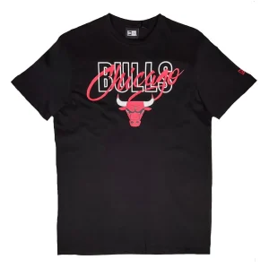 Camiseta manga corta Chicago Bulls "Script" de New Era en Negro