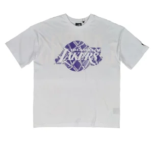 Camiseta manga corta Lakers "NBA Infill Logo" Oversized de New Era en Blanco