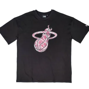 Camiseta manga corta Miami Heat «NBA Infill Logo» Oversized de New Era en Negro